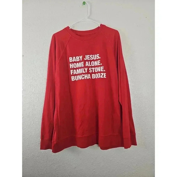 Espwa Women's Red Long Sleeve Printed Sweatshirt - Picture 1 of 6
